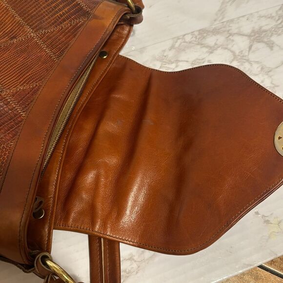 Justin boots leather patchwork brown shoulder crossybody purse rodeo western - Picture 14 of 14